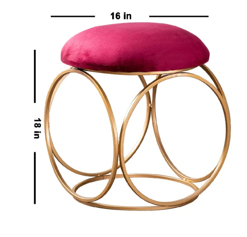 "Modern gold metal Stool with Plush exclusive colors Seat"( 2 PCS ) - Image 6