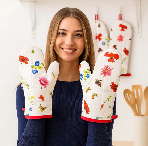 "Quilted Heat-Resistant Oven Mitts – Stylish Kitchen Gloves (1 PAIR ) - Image 6