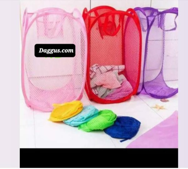 Fold able laundry Basket Bag Home Cloth Storage Mesh Washing Basket - Image 8