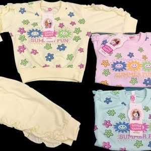 2 piece regular winter stuff pajama suit set for baby girls size 2, 3