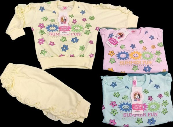 2 piece regular winter stuff pajama suit set for baby girls size 2, 3
