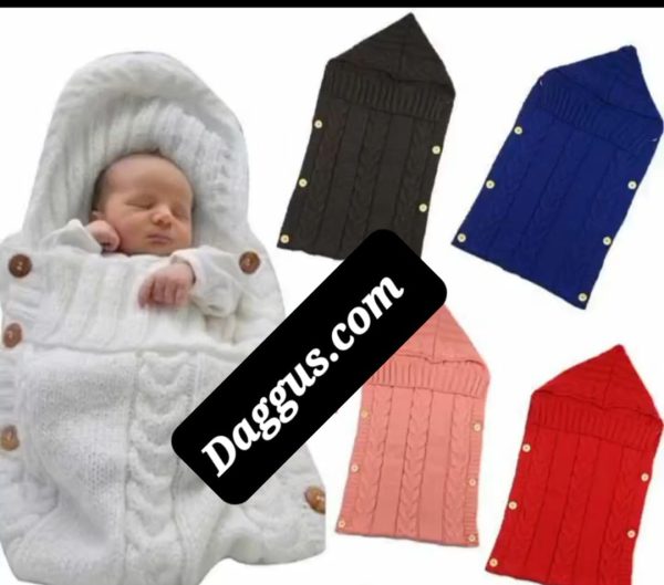 Newborn Baby Wrap Swaddle Blanket, Kids Wool Knit Swaddle Kids Sleeping Bag - Image 11