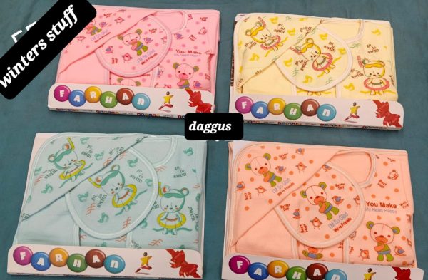 New Born Baby Cloth, With Chadar, Beep, Cap ,shirt , Pajma 5 pc set - Image 4