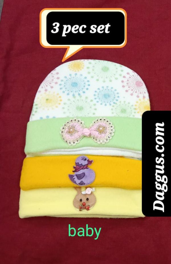 New Born Baby Caps 3 pc set