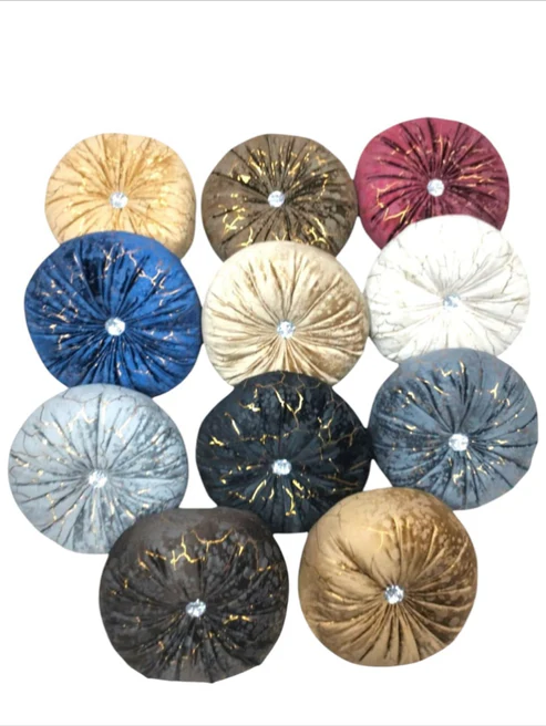 Luxury Velvet Flower Cushion – Round Decorative Pillow ( Pack of 3 ) - Image 12