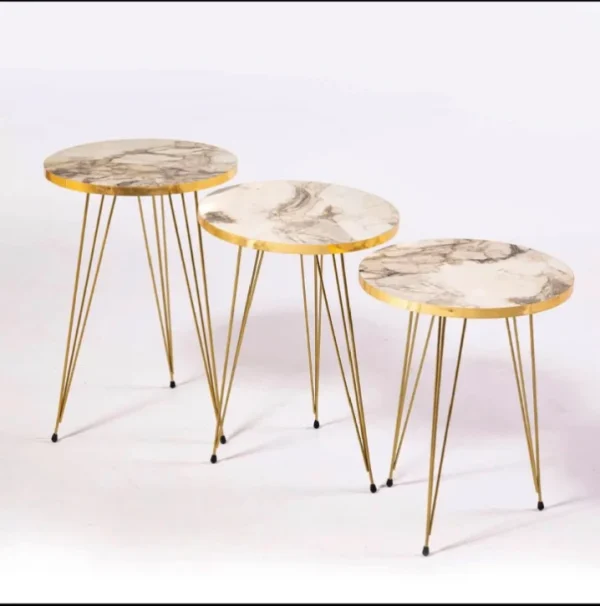 Trio Luxe Nesting Coffee Table Set with Elegant Stand - Image 9