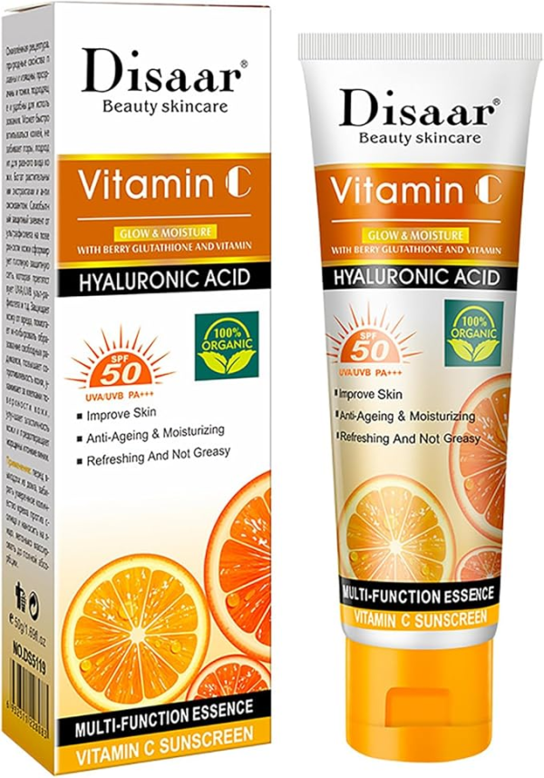 DISAAR Beauty SPF50 Vitamin C Anti Wrinkle, Anti-Aging Facial Whitening Sunscreen 50 g