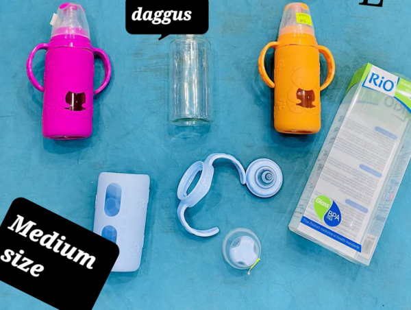 BABY GLASS FEEDING BOTTLE (Medium)