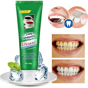 Disaar 3 Day Whitening Toothpaste Remove stains safely for Shiny Sparking Teeth Refreshes Breath 100 Gram