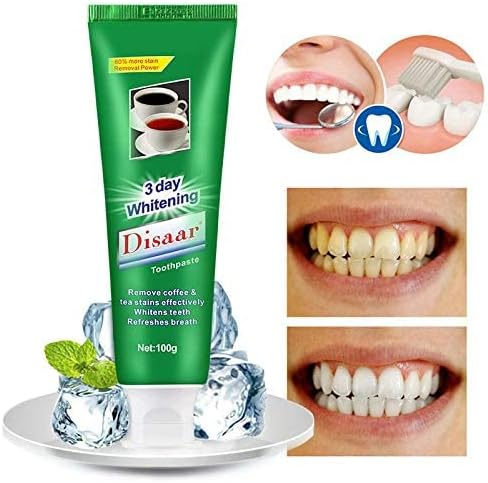Disaar 3 Day Whitening Toothpaste Remove stains safely for Shiny Sparking Teeth Refreshes Breath 100 Gram
