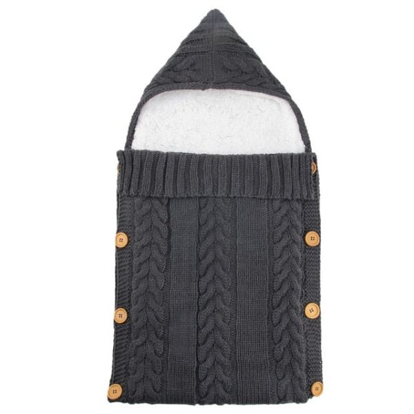 Newborn Baby Wrap Swaddle Blanket, Kids Wool Knit Swaddle Kids Sleeping Bag - Image 2