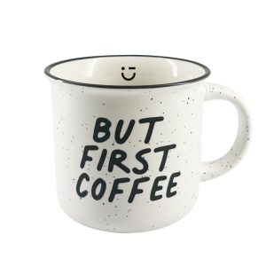 Miniso Black & White Collection Ceramic Mug with Handle, Capacity: 380ml.