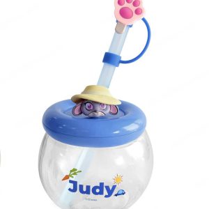 Miniso Disney Zootopia Collection Figurine Straw Bottle, Capacity: 600 ml, (Judy) (Nick).