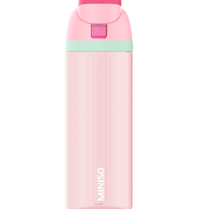 Miniso Sports Series Tritan Bottle with Straw & Handle, Capacity 850 ml, Color: Gray, Pink.