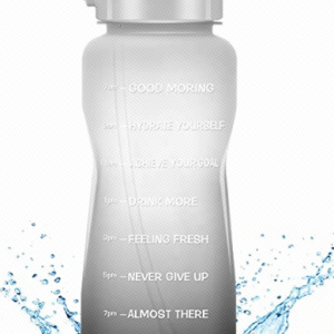 Miniso Large Capacity Gradient Color Water Bottle with Handle, 2 L(Black & White).