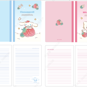 Miniso Sanrio characters Strawberry Collection A5 Stitch-bound Book, 28 Sheets, (2 Assorted Models).
