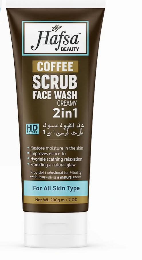 Hafsa beauty coffee scrub face wash 2 in 1 Creamy HD 200ml