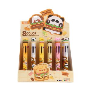 Miniso Cute Hamburger 8-Color Ballpoint Pen (PDQ).