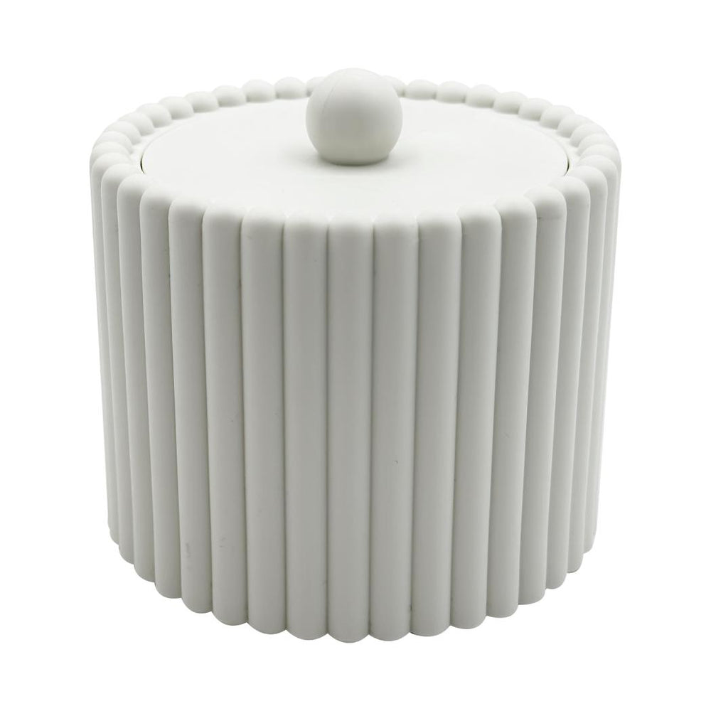 Miniso Column Pattern Lidded Storage Bin, Color: White.
