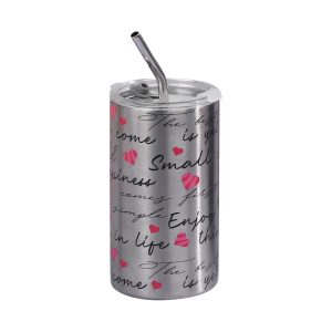 Miniso Y2K Heart Series Double-Wall Straw Coffee Mug, Capacity: 550ml.