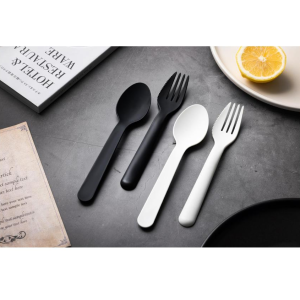 Miniso Black & White Collection Magnetic Flatware Set (Fork & Spoon).