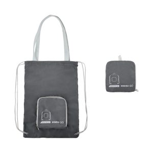 Miniso Go Series Foldable Drawstring Backpack, Color: Dark Gray.