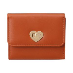 Miniso Classic Pendant Style Heart-shaped Lock Women's Tri-Fold Wallet.