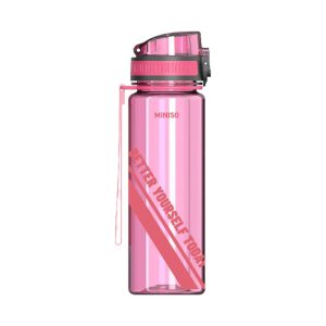 Miniso Sports TRITAN Cup Series with Tea Filter and Strap Plastic Bottle, Capacity 500 ml, Color: Blue, Rosy, Black.