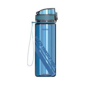 Miniso Sports TRITAN Cup Series with Tea Filter and Strap Plastic Bottle, Capacity: 650ml, Color: Blue, Rosy, Black.
