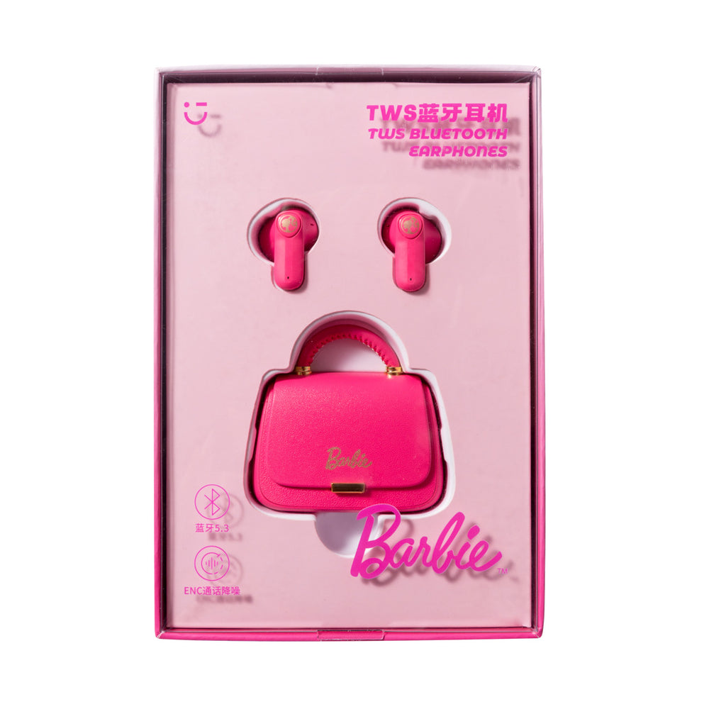 Miniso Barbie Collection Bag Style TWS Earphones Model: SX-210, Color: Pink.