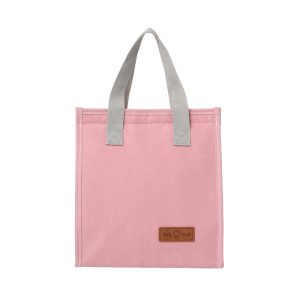 Miniso Solid Color Lunch Bag, Color: Pink.