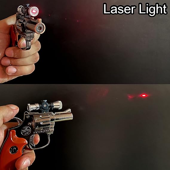 Plastic Revolver Gun Grey Pistol Lighter: - Image 6