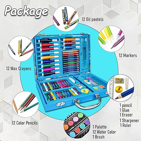 Wooden Stationery - Suitcase - 67 Pcs - Space - Blue, Pink (kBX67-2 ) - Image 6