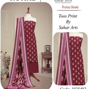 Rohab By Sehar Arts (Unstitched) 3 Piece, New Collection 2025.