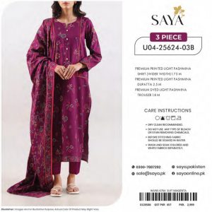 Saya Pashmina (Unstitched) 3 Piece, Winter Collection, New Collection 2025.