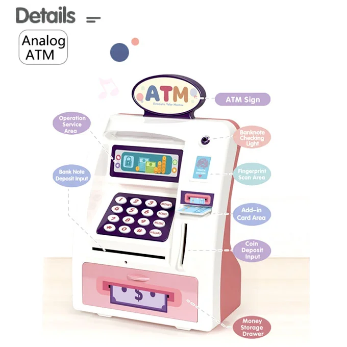 Kids ATM Machine Electronic Money Safe with Credit Card