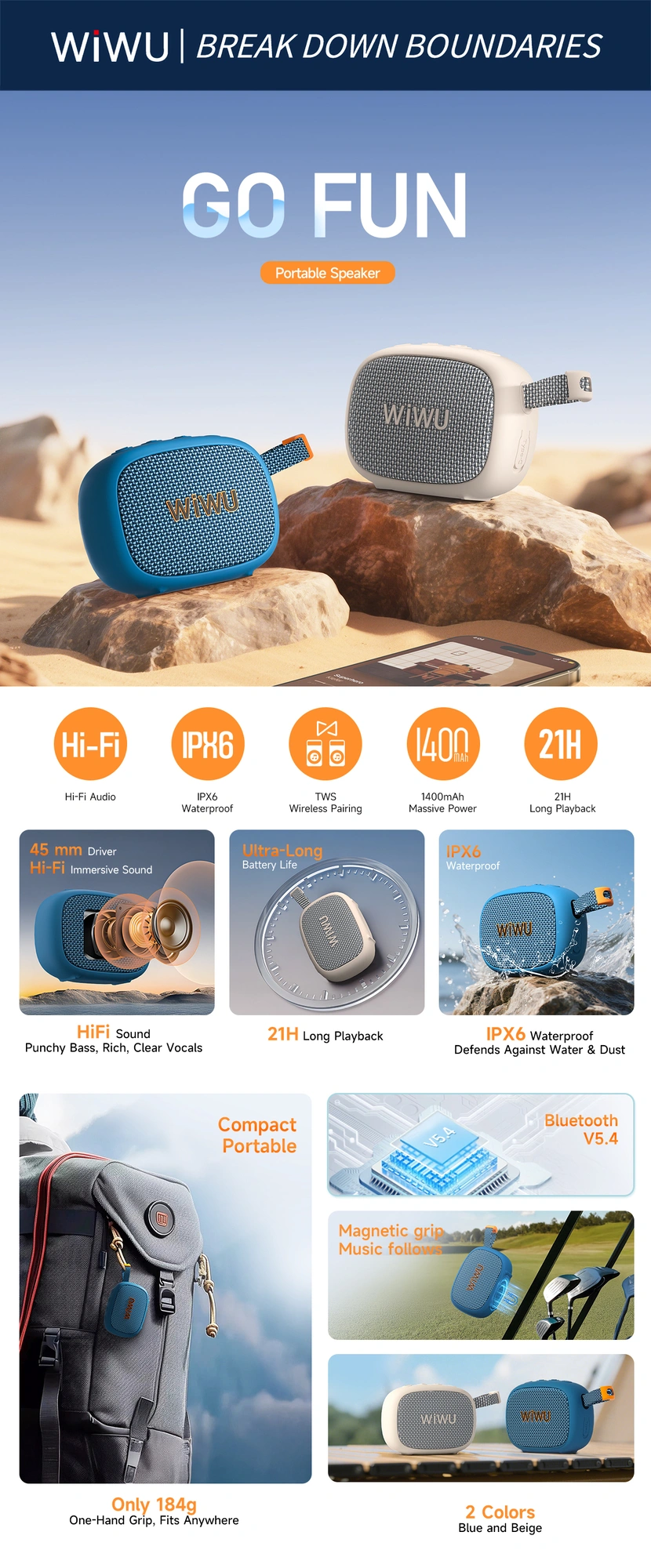 WiWU GO Fun Portable Bluetooth Speaker H1: - Image 5