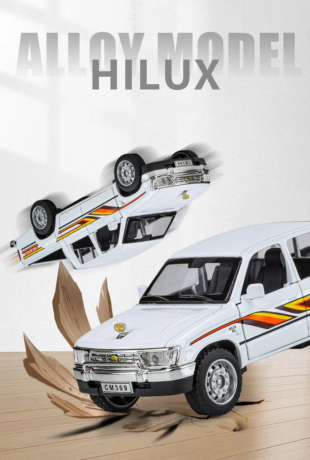 1:32 Toyota Hilux Off Road Pickup Truck Alloy Metal Diecast