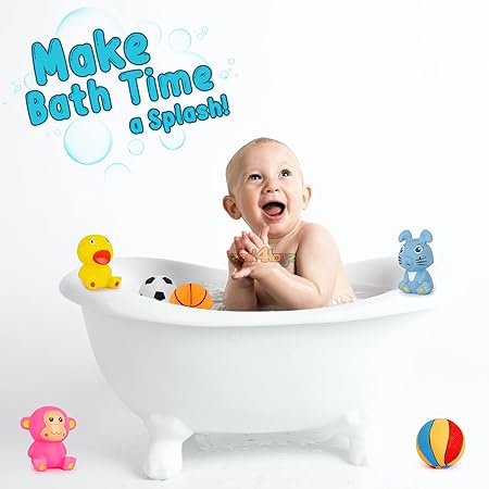 Chu Chu Sound Squeezy (Pack of 6) Baby Bath Toys for Kids