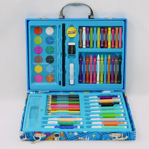 Wooden Stationery - Suitcase - 67 Pcs - Space - Blue, Pink (kBX67-2 ) - Image 4