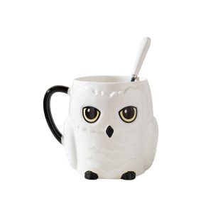 Miniso Harry Potter Collection Owl Shape Ceramic Cup With Spoon, Capacity: 430mL.