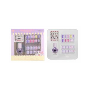 Miniso Hello Kitty and Friends False Nails with Jelly Adhesive Tabs & Nail Decals & Nail Polish.