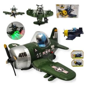 Military Airplane Light Sound Musical Buildable Moving Toy (286-29 )