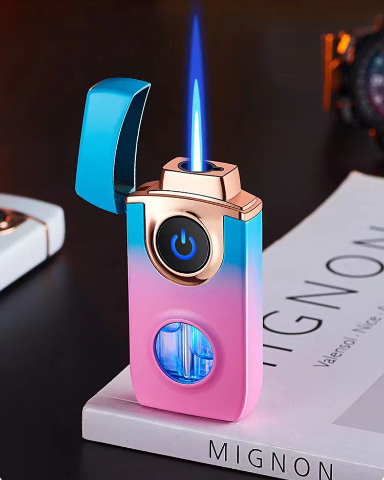 Gas Torch Lighter Powerful Straight Blue and Red Flame Touch Screen Windproof Cigar Lighter - Image 4