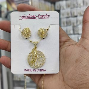 One Carat American Diamond Stones Locket Set With Chain For Women.