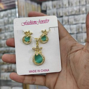 One Carat American Diamond Stones Locket Set For Women.