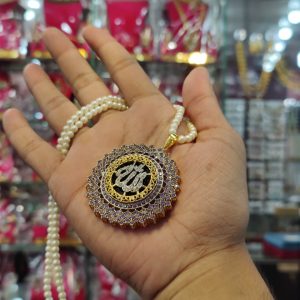 Casting Made Real Stonesย ALLAH Pendant By Unique fancy jewelry:(Without Mala)