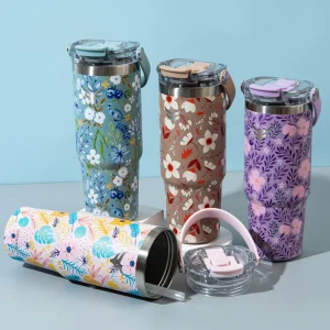 Thermotrek ORCHID Stylish Floral Print Vacuum Insulated Tumbler – 900ml With Handle