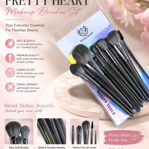 Pretty Heart 12-Piece Premium Makeup Brush Set: