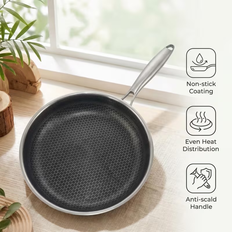 Tri-Ply Stainless Steel Non-Stick Fry Pan 24cm - Image 2